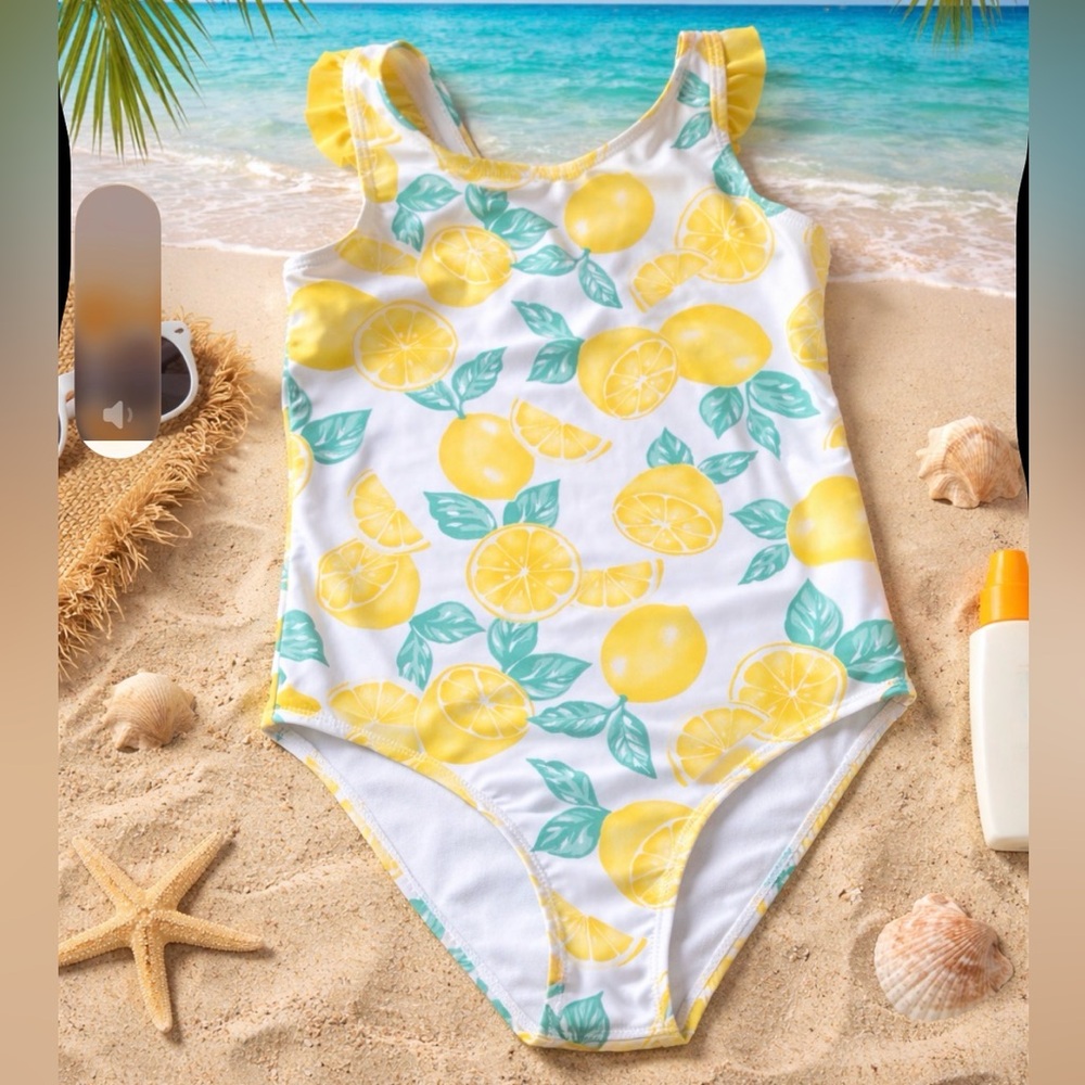 Tommy Bahama Lemon Print Kids Swimsuit. Size ~ 8
